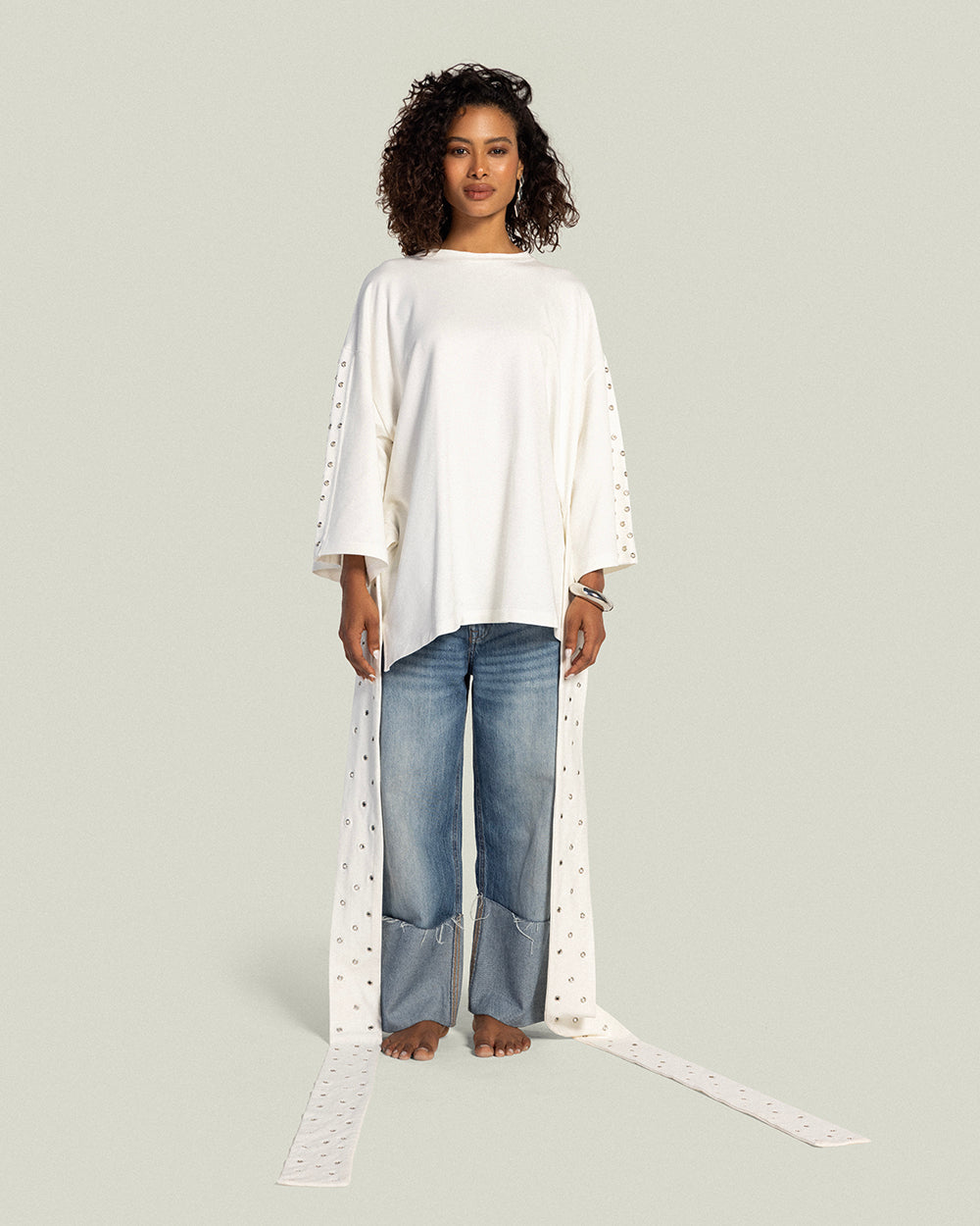 The Multi-Way Eyelets T-shirt Pearl