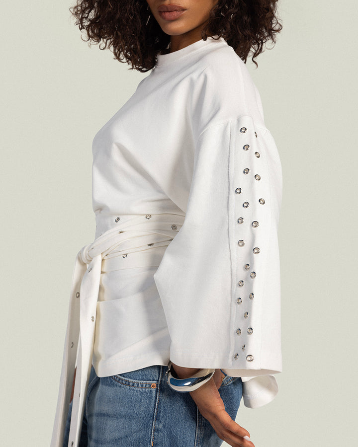 The Multi-Way Eyelets T-shirt Pearl