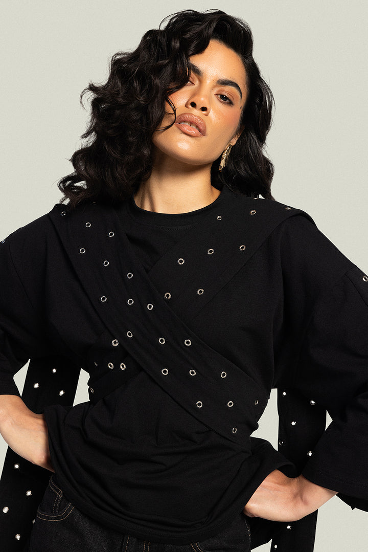 The Multi-Way Eyelets T-shirt Noir