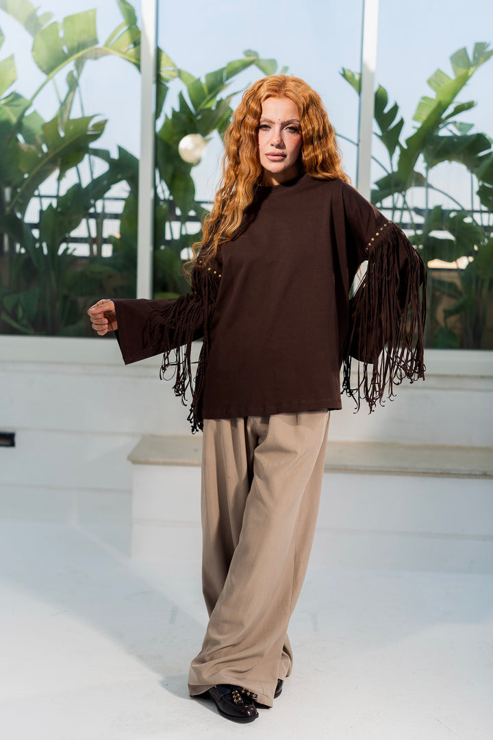 Fringe Edge Tee - Choco