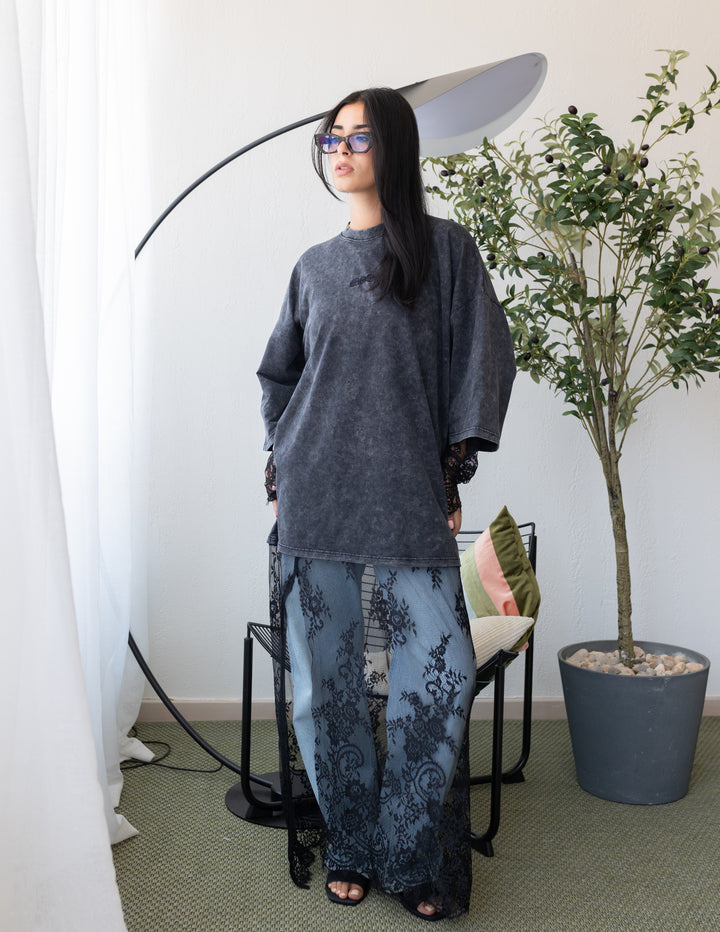 Grey Washed Dentelle Shirt