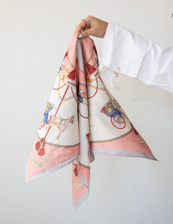 Blush Carriage Sqaure Scarf