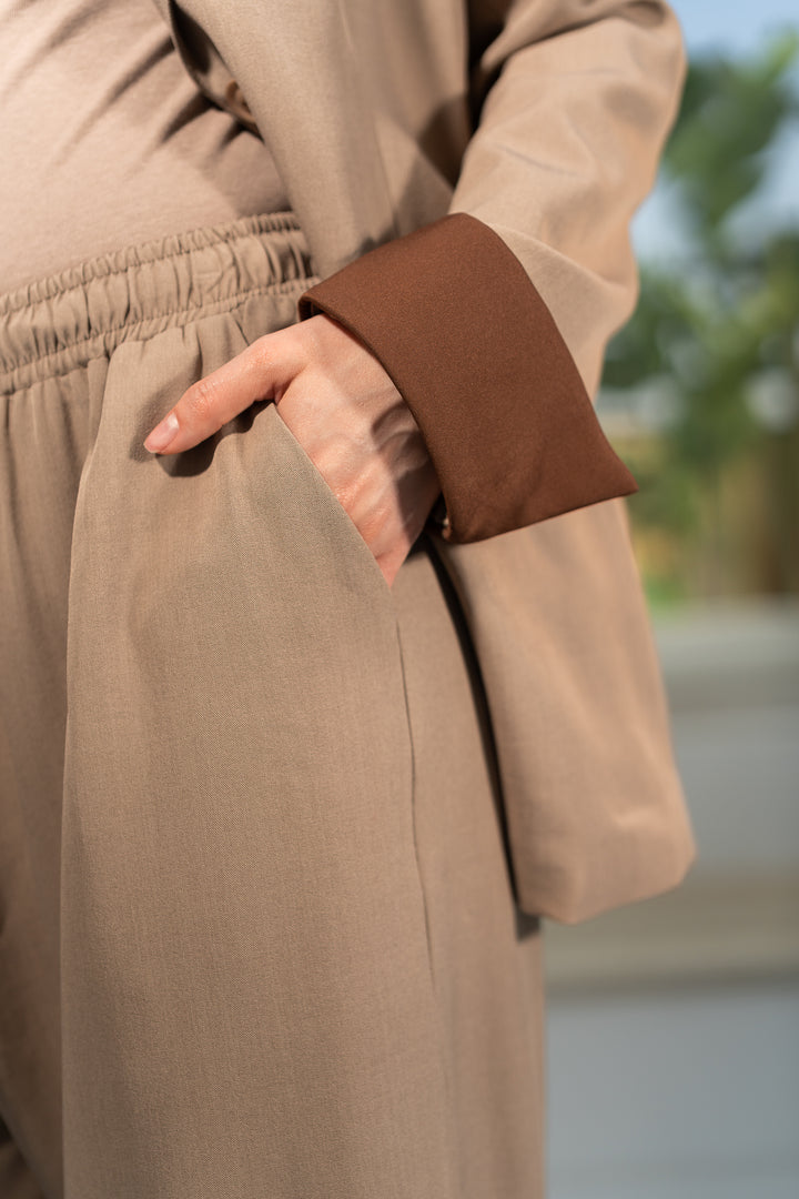 Contrast Cuff Blazer - Espresso