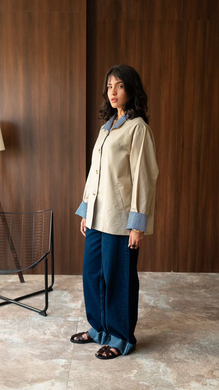 The Gingham Jacket - Cream