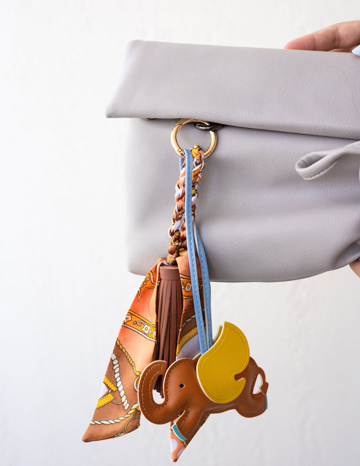 Multiple Brown Elephant Scarf Bag Charm