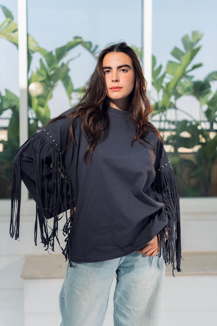 Fringe Edge Tee - Smoke