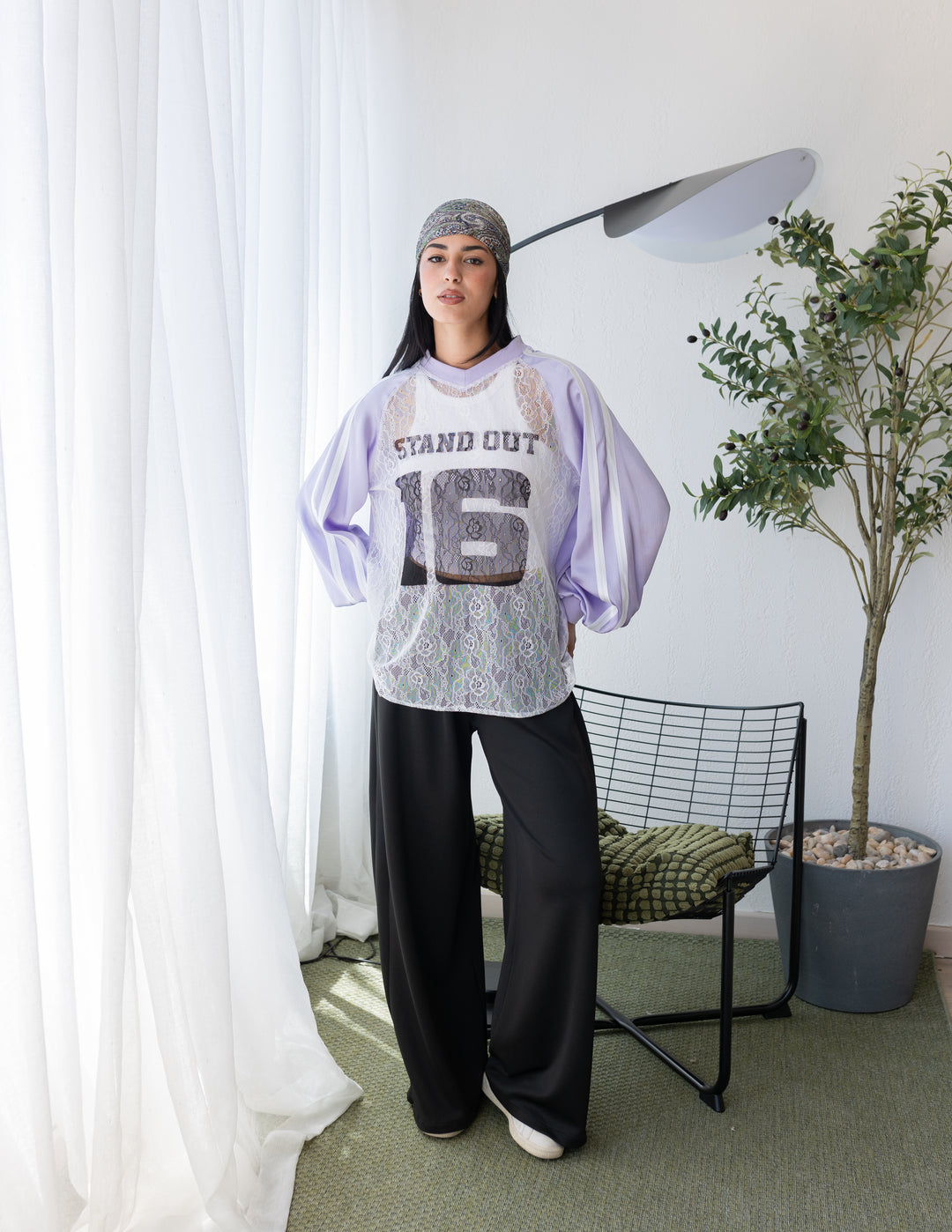 Lavender Printed dentelle T-shirt