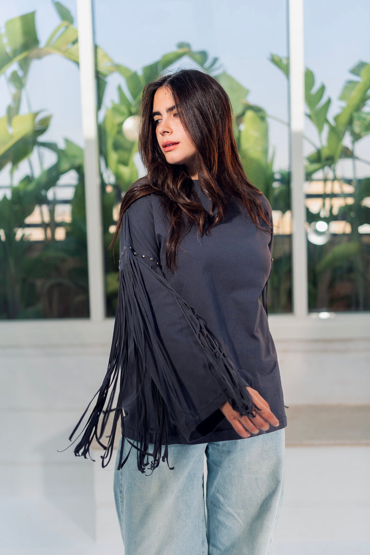 Fringe Edge Tee - Smoke