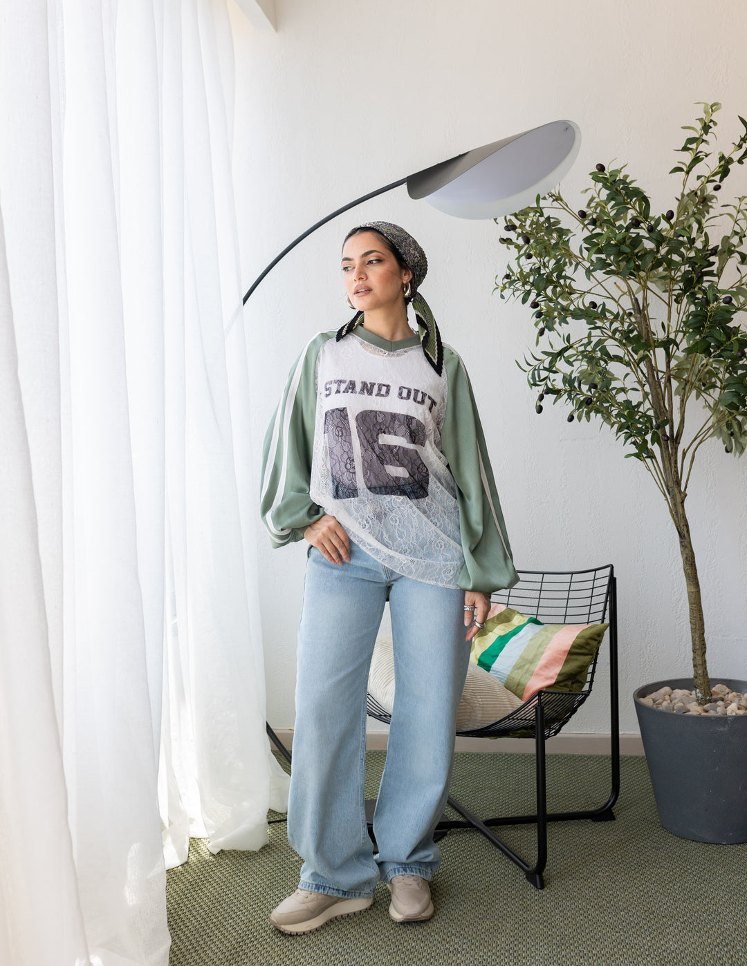 Mint Printed Dentelle T-shirt