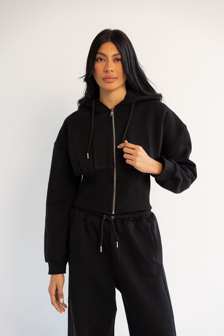 The Long Waist Hoodie - Black