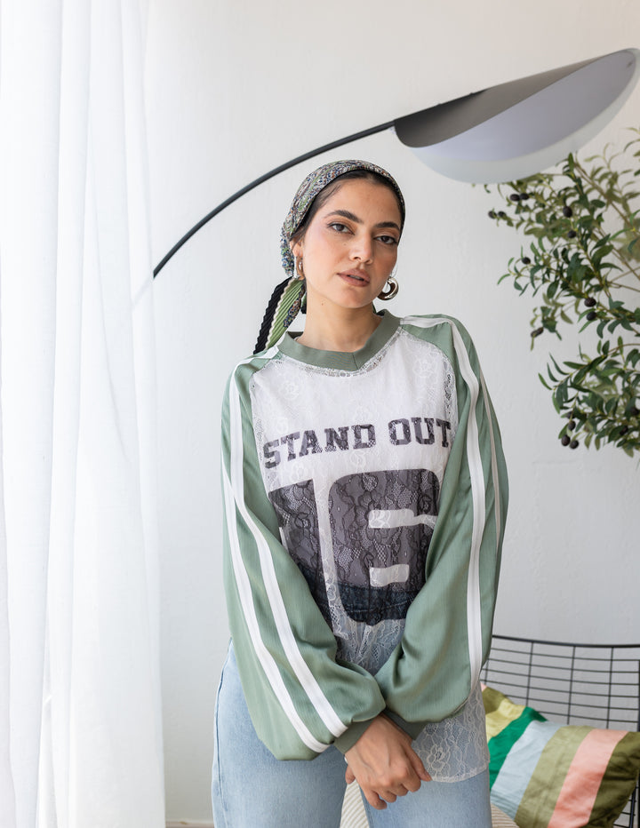 Mint Printed Dentelle T-shirt
