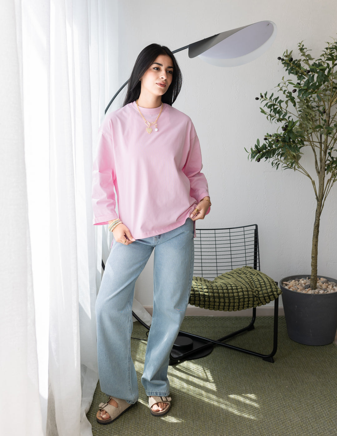 Pink Cotton Basic T-shirt