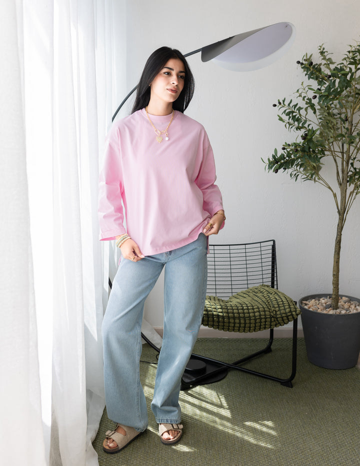 Pink Cotton Basic T-shirt
