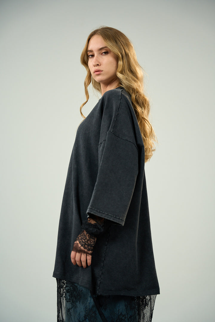 Grey Washed Dentelle Shirt