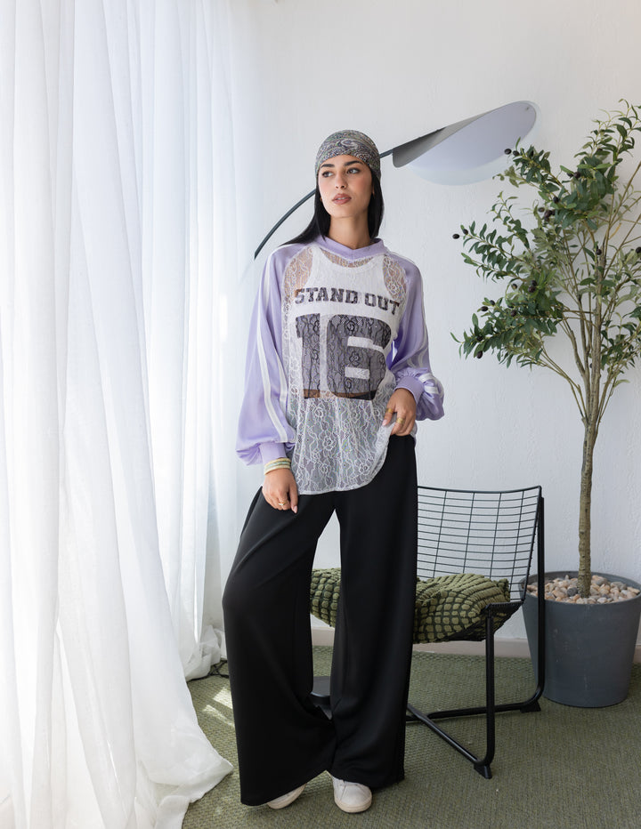 Lavender Printed dentelle T-shirt