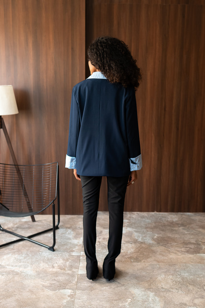 The Classic Mix Blazer - Navy Blue