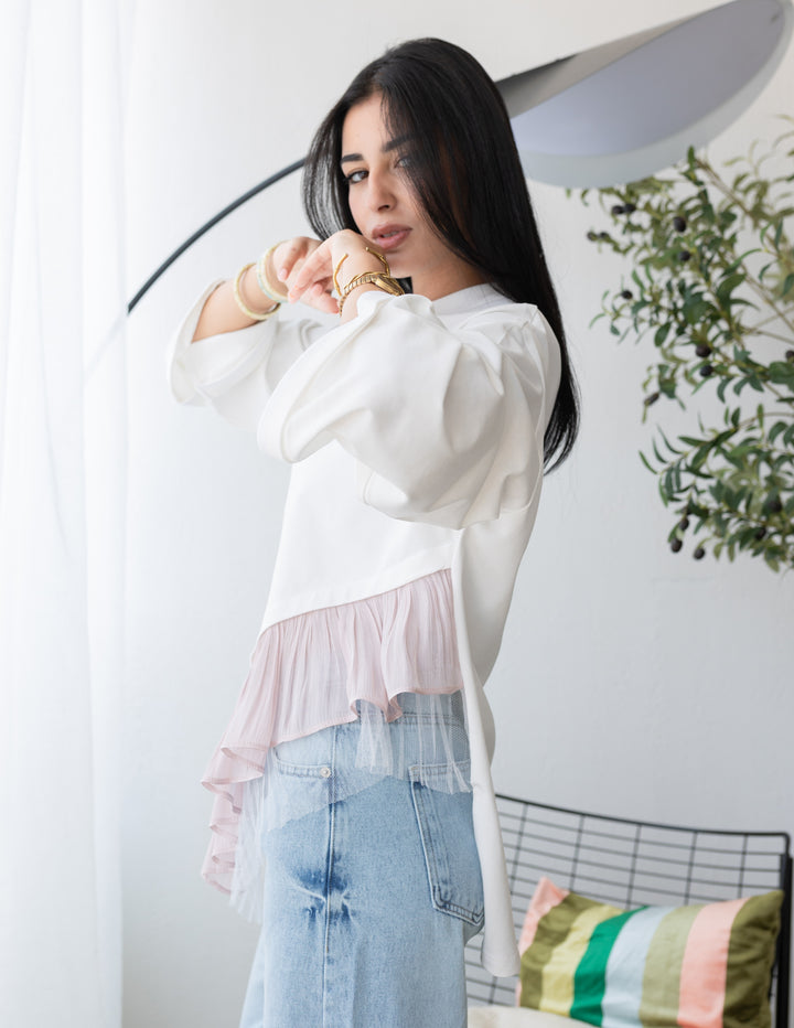 Pelise Ruffles White T-shirt