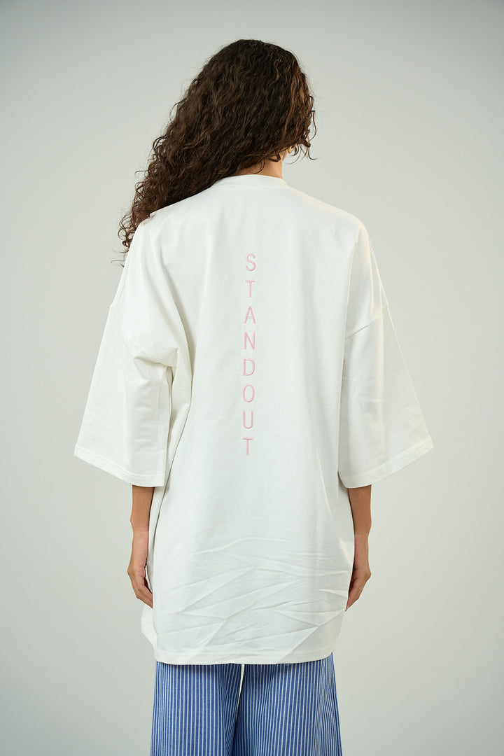 Standout WhiteXPink Oversized Shirt
