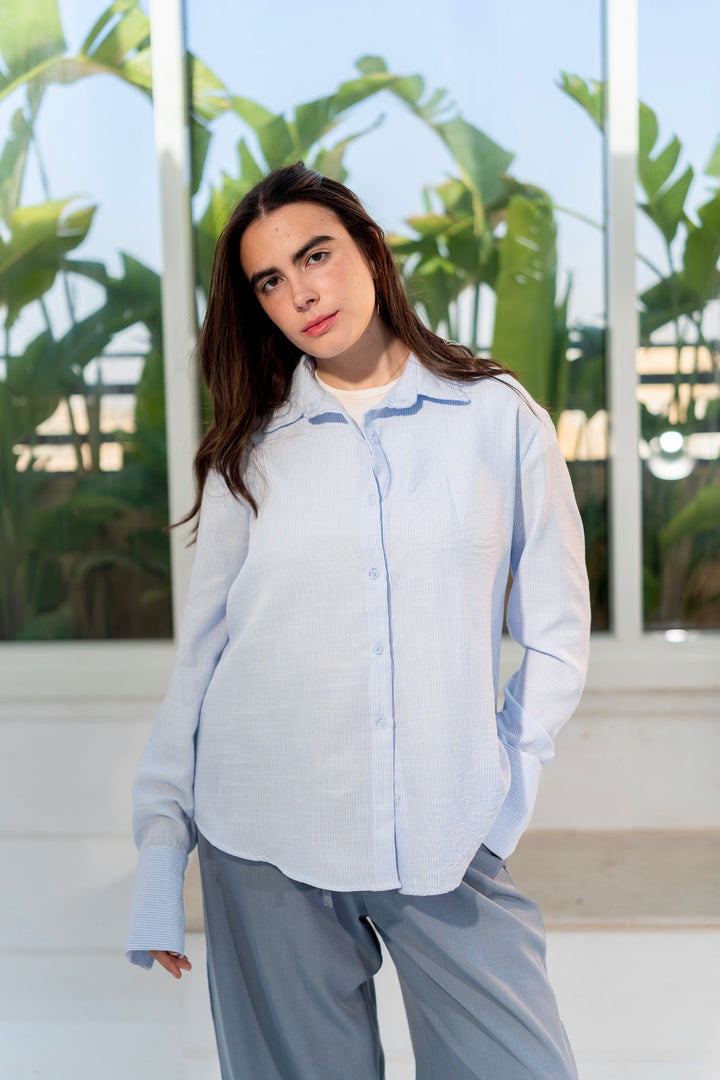 Open Back Stripe - Sky Blue
