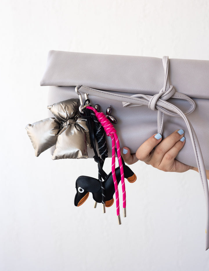 Multiple Silver Bow Puppy Bag Charm