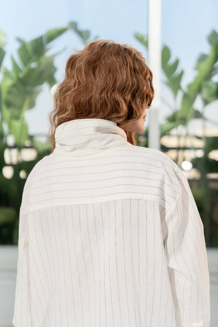 Cross Collar Shirt - Pearl