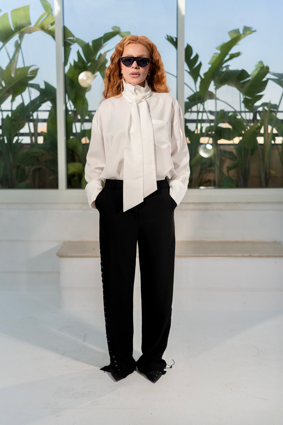 Scarf Neck Shirt - Pearl