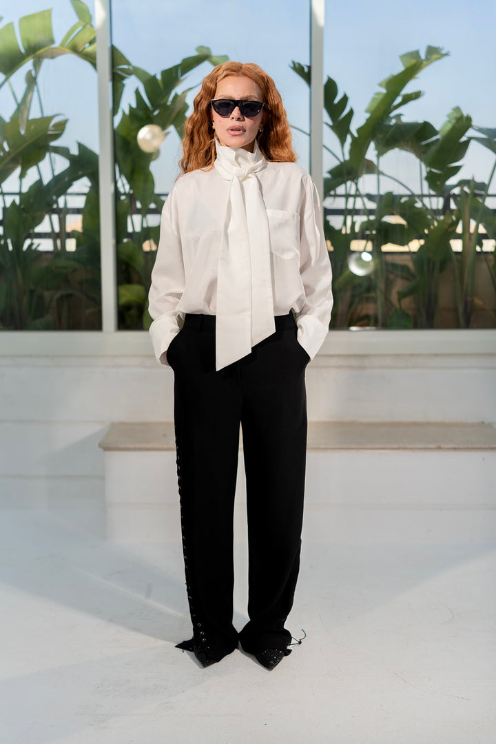 Scarf Neck Shirt - Pearl