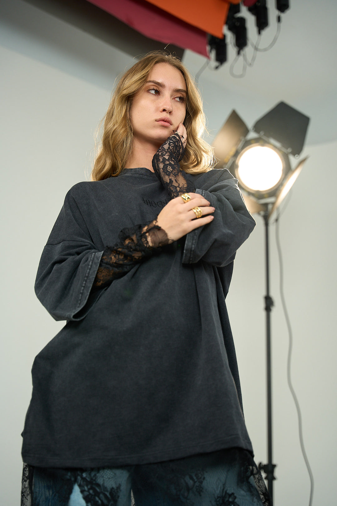 Grey Washed Dentelle Shirt
