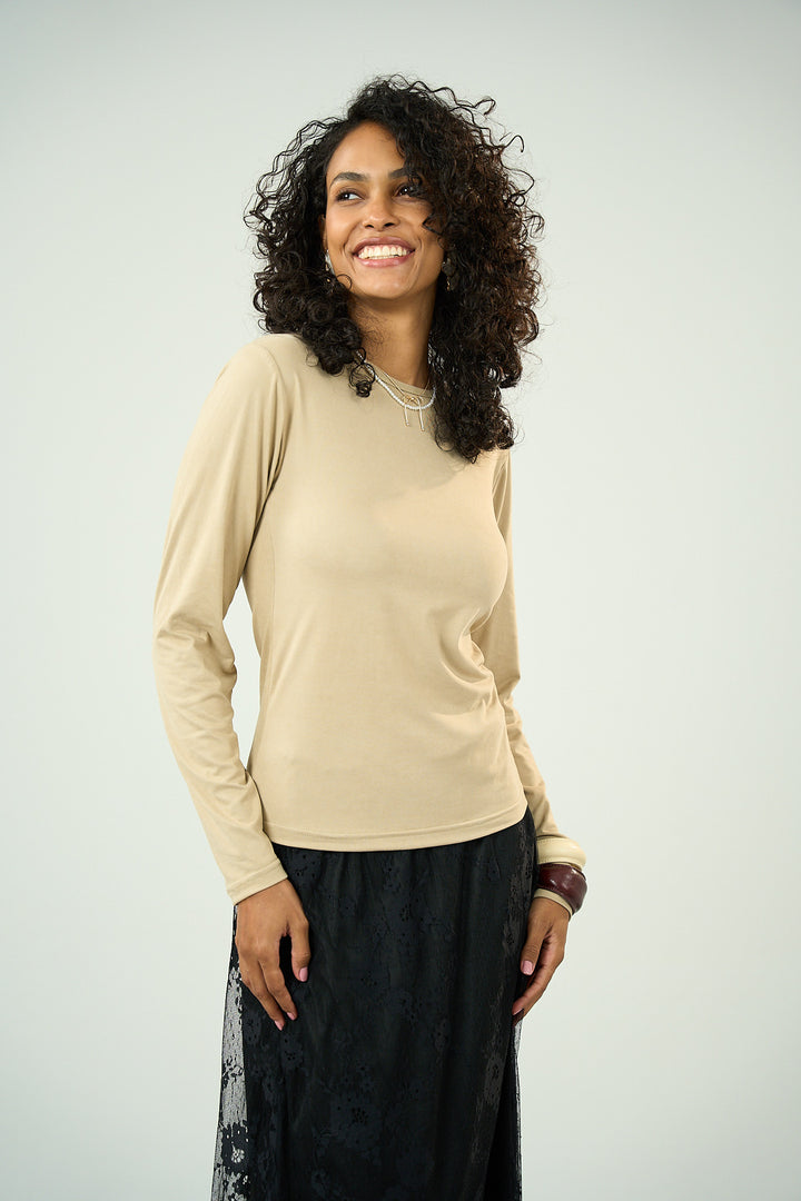 Cotton Full Sleeve Basic - Nude Beige