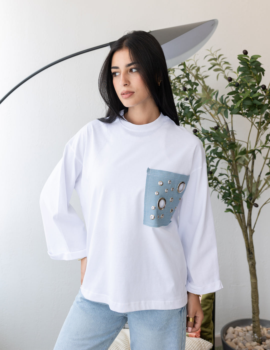 Pocket Jeans T-shirt Light Blue