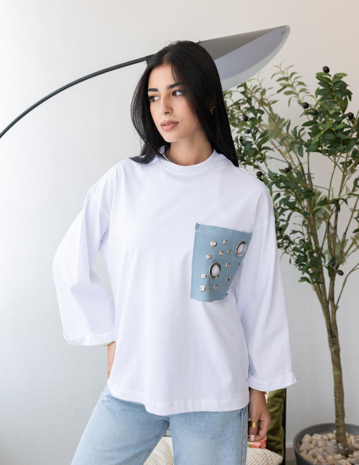 Pocket Jeans T-shirt Light Blue