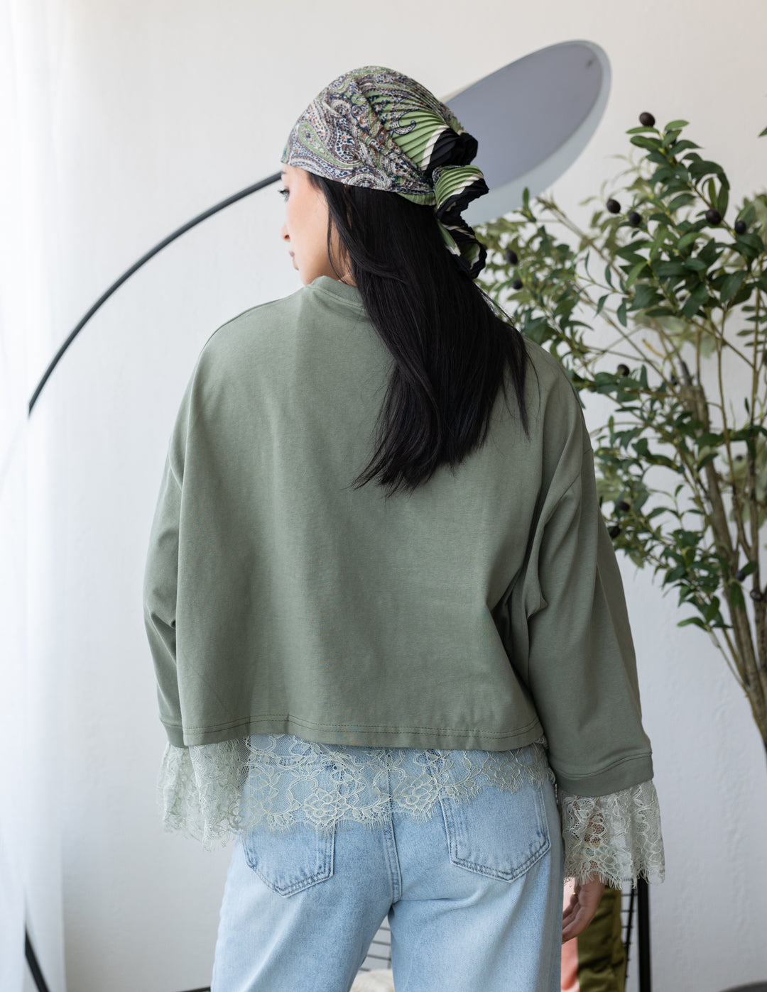 Mint Cropped Dentelle T-shirt