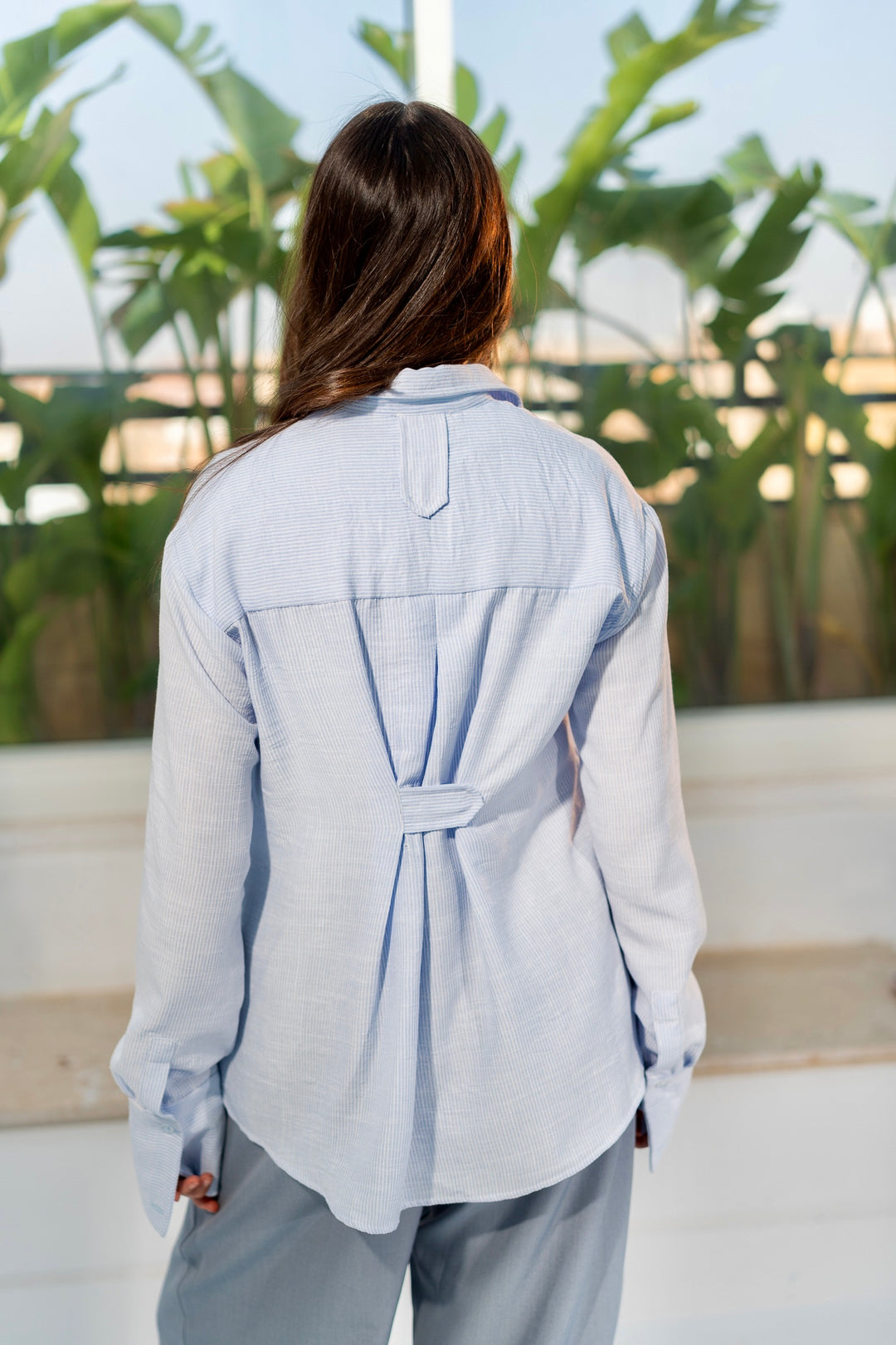 Open Back Stripe - Sky Blue
