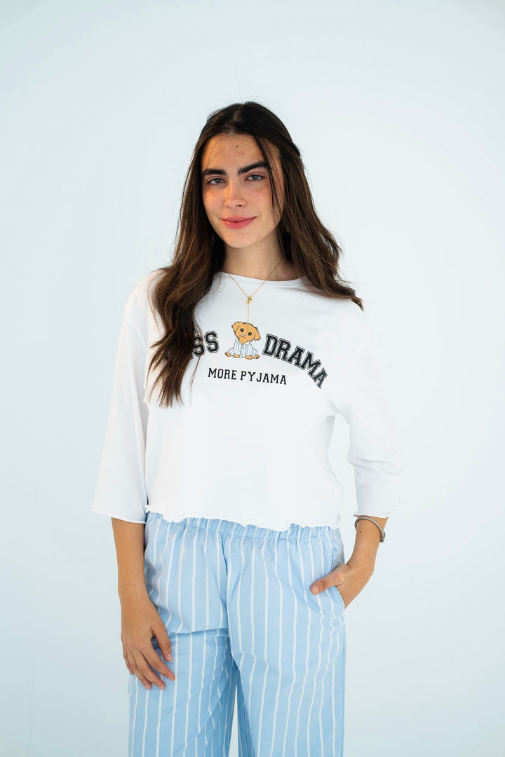 Less Drama More Pyjama - Sky Blue