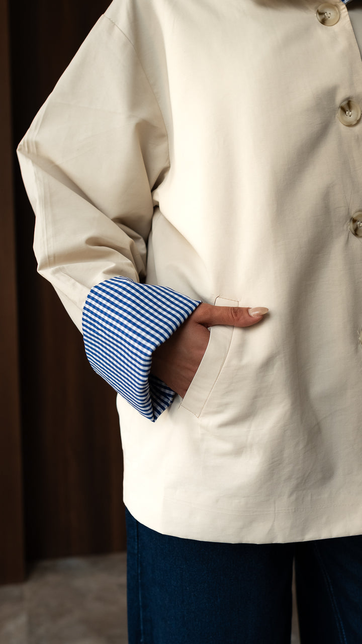 The Gingham Jacket - Cream