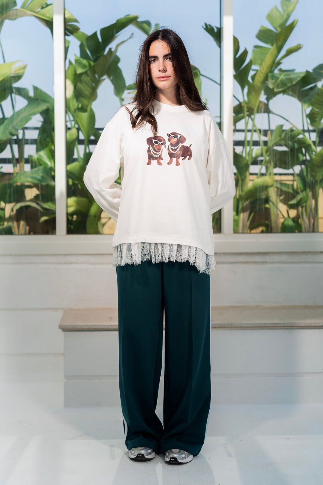 The Lace Print Tee - Pearl
