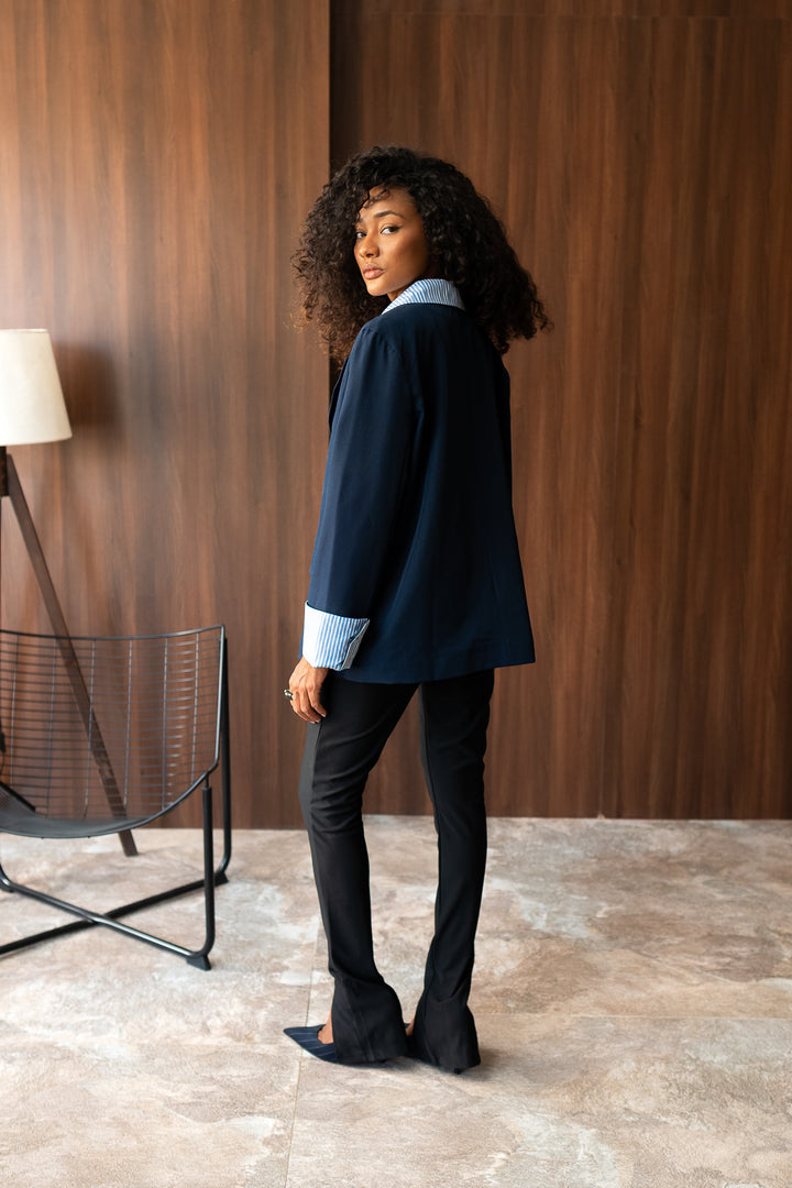 The Classic Mix Blazer - Navy Blue