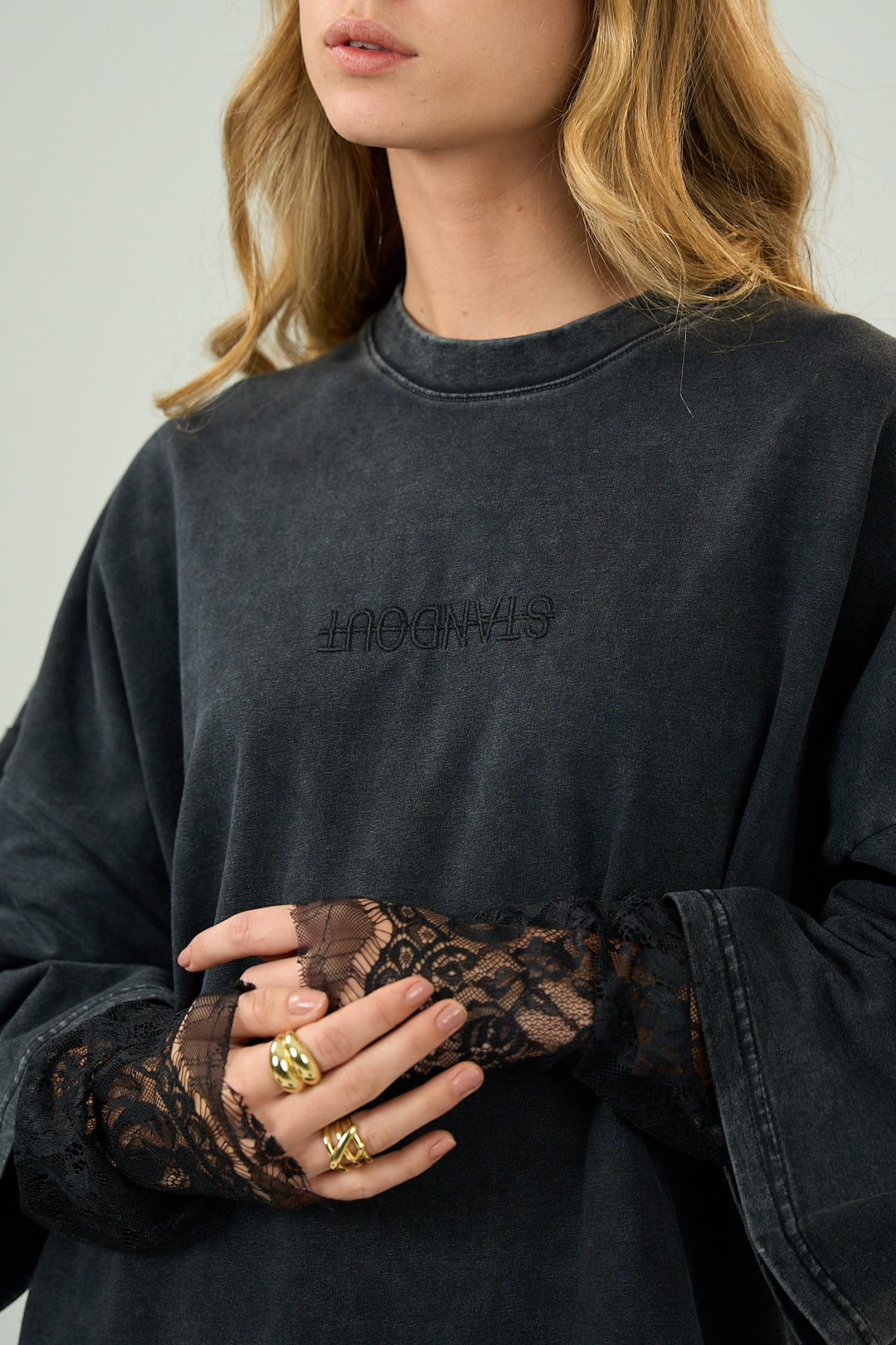 Grey Washed Dentelle Shirt