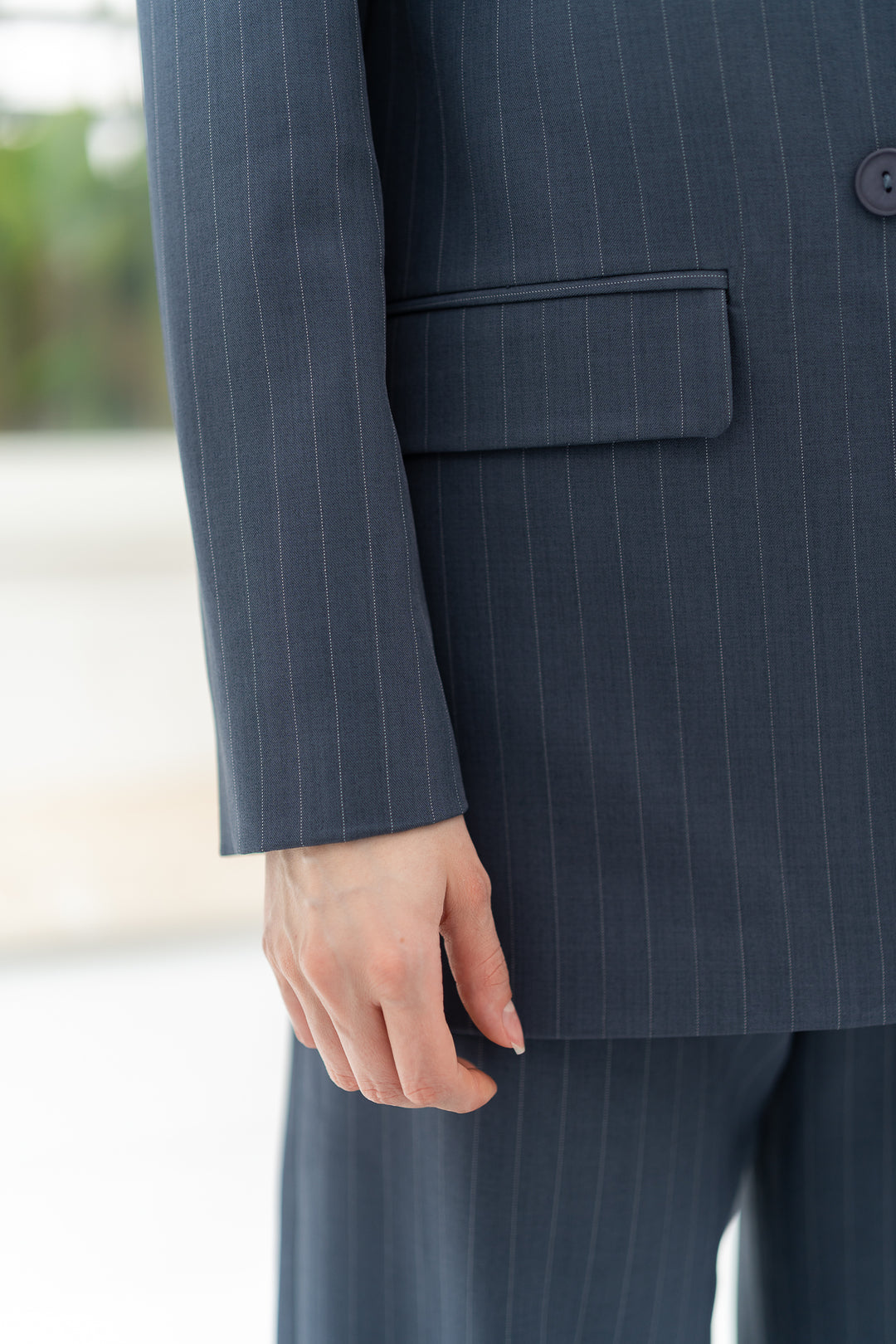 The Power Stripe Blazer - Grey
