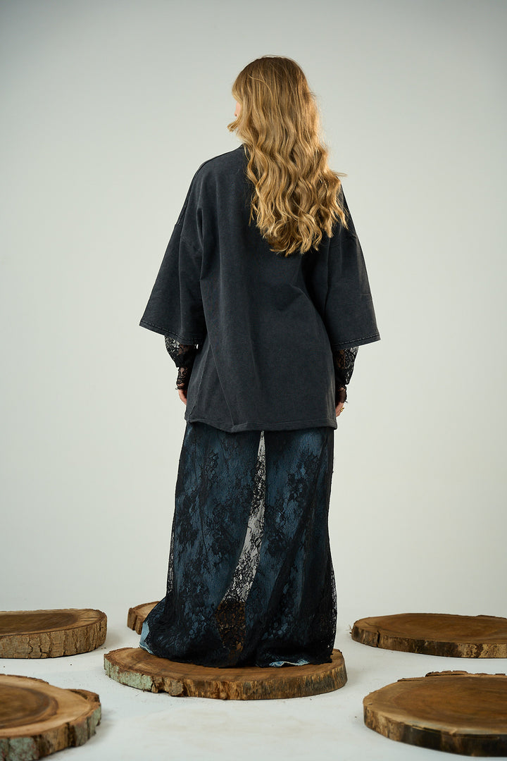 Grey Washed Dentelle Shirt