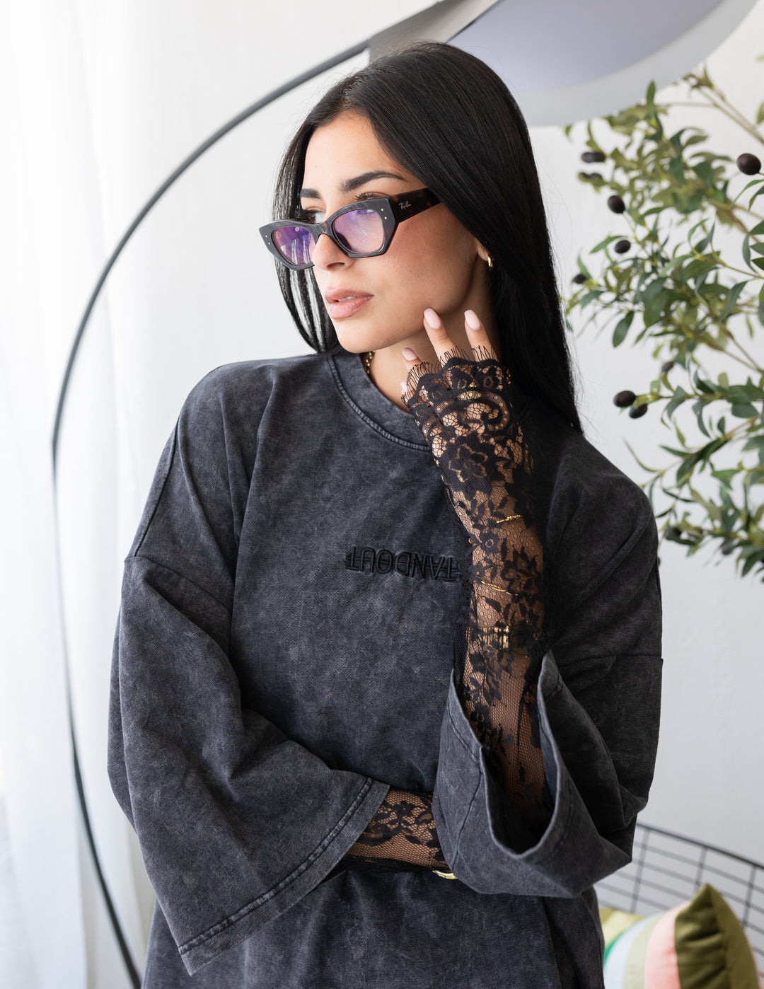 Grey Washed Dentelle Shirt