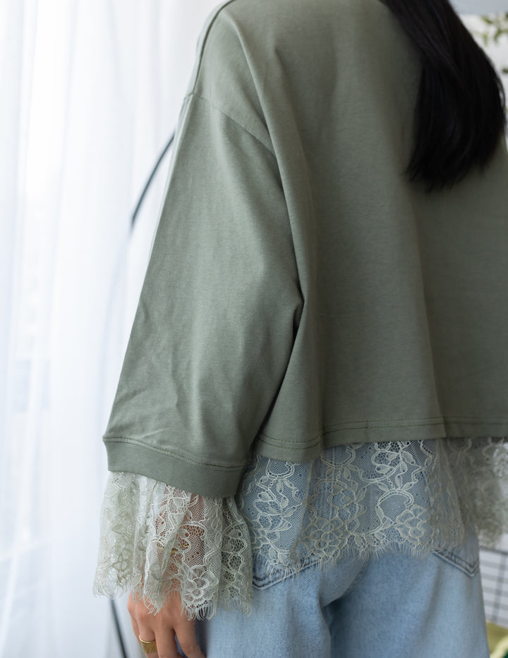 Mint Cropped Dentelle T-shirt