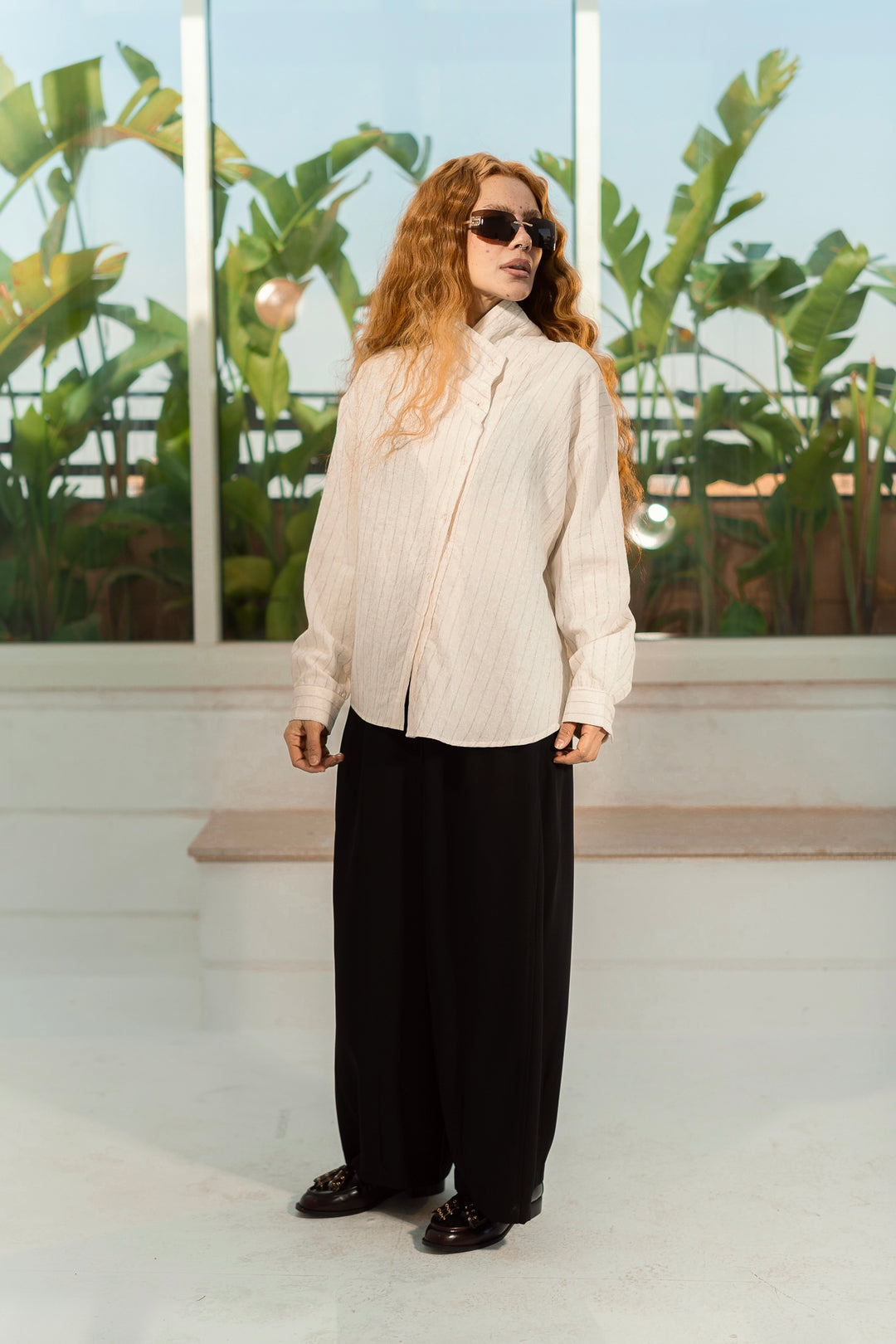 Cross Collar Shirt - Sand