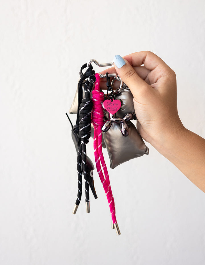 Multiple Silver Bow Puppy Bag Charm