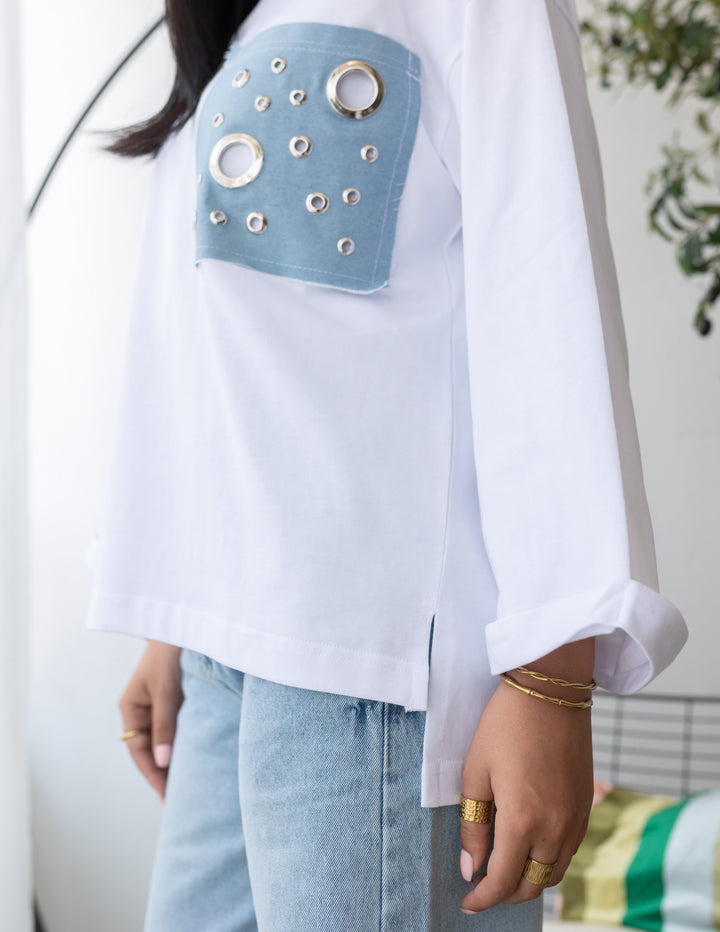 Pocket Jeans T-shirt Light Blue