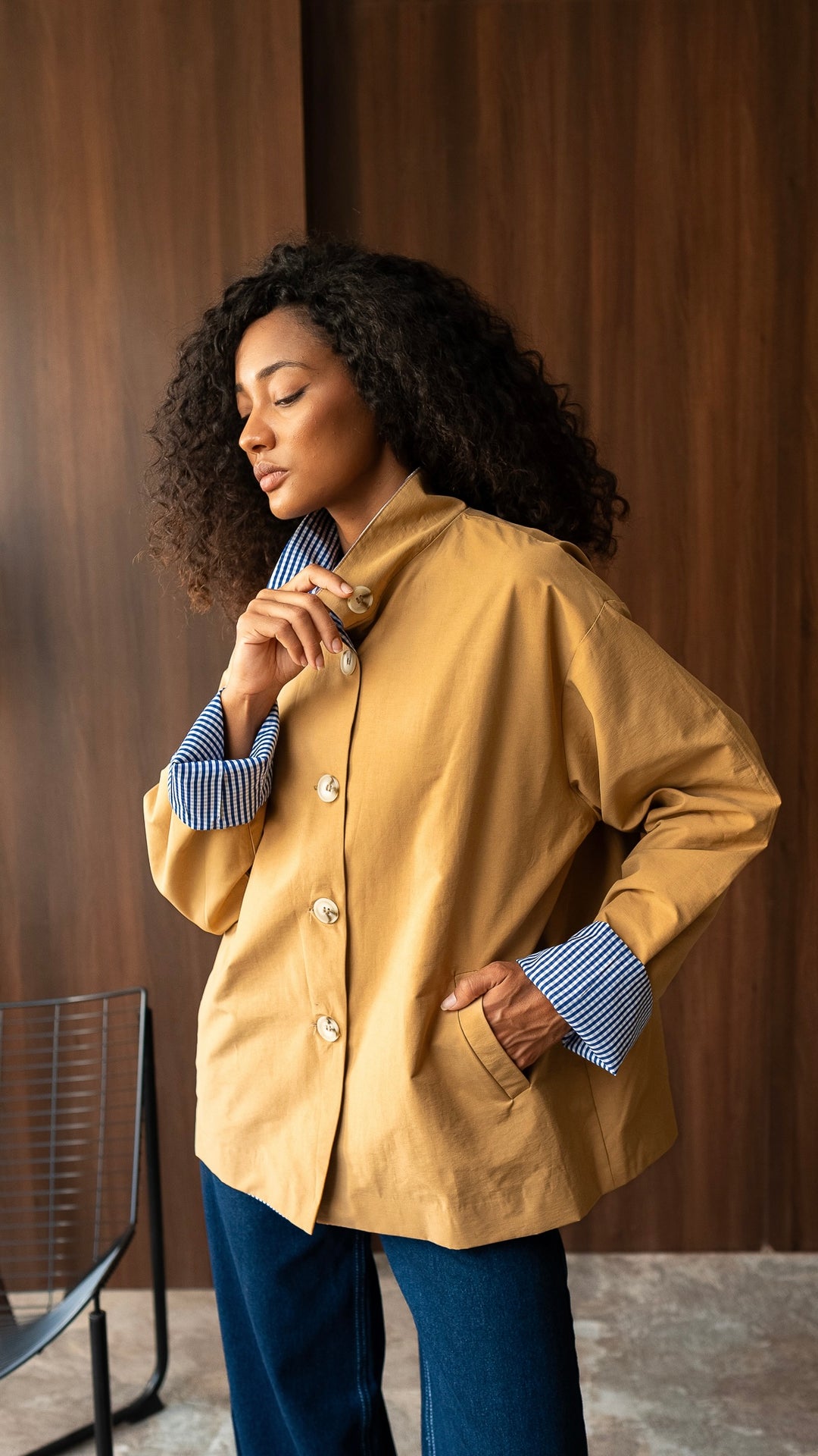 The Gingham Jacket - Camel