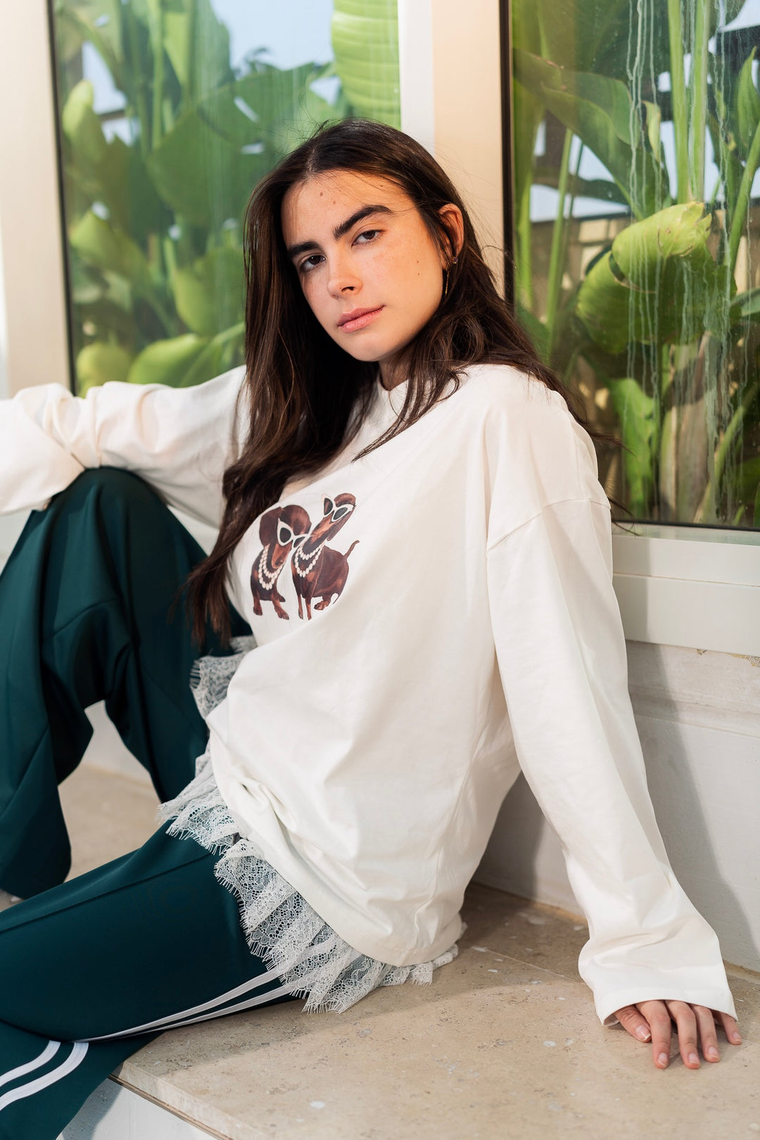 The Lace Print Tee - Pearl