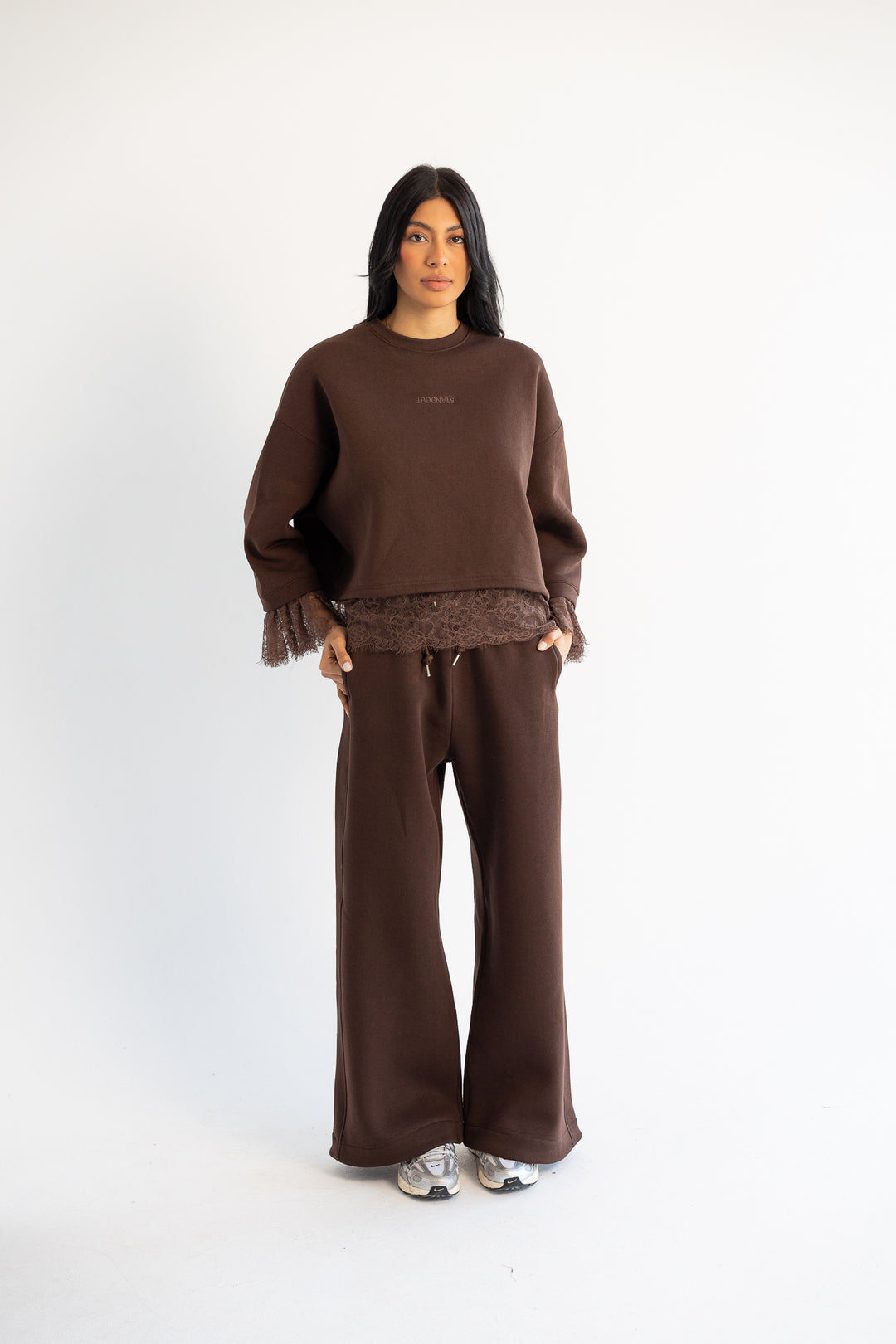Signature Cropped Crewneck - Chocolate Brown