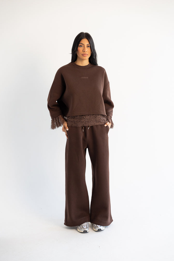 Signature Cropped Crewneck - Chocolate Brown