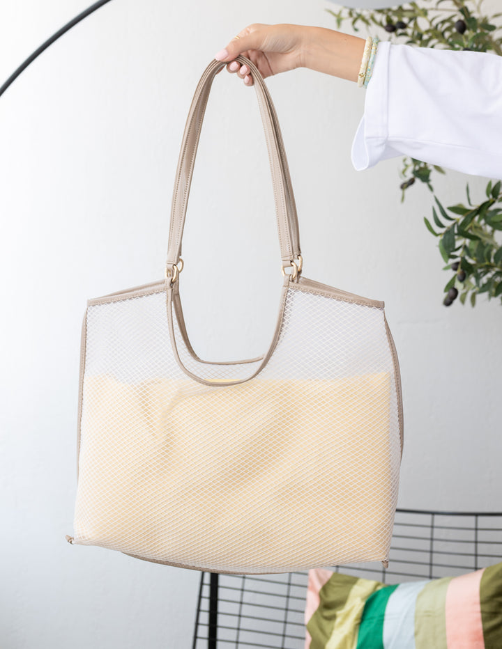 Mesh Tote Bag In Nude
